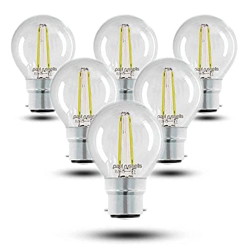 Image of 6 X Vintage Style Bayonet Cap LED Filament Clear Bulbs 2W Antique Golf Light Decorate Home G45 Small Round Globe 360 Beam Angle Lamp B22 BC 2700K Warm White