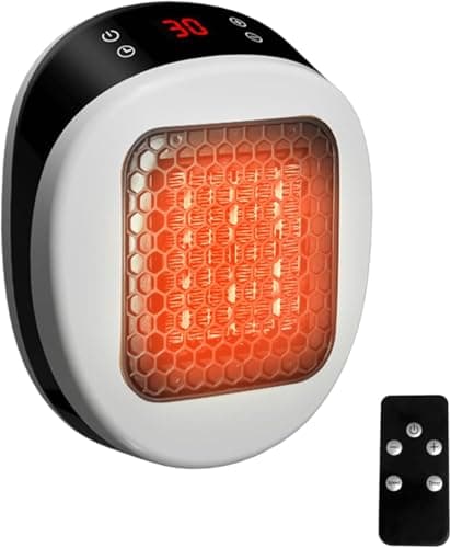 Image of ZUSKYZU Portable Plug In Space Heater, 600W, Small Wall Heater for Indoor Use, Remote, 12H Timer, ECO Mode, Overheat Protection, Fast and Safe Heat for Bathroom Office Bedroom Home