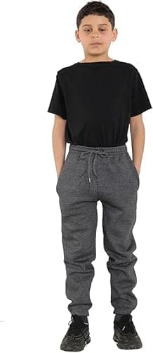 Image of COSHAL® Children's School Joggers Pants, Sports Fleece, Jogging Tracksuit Kids Boys Girls School Joggers Pants Sports PE Trouser Kids Sport Gym wear Casual 13 Yrs Charcoal