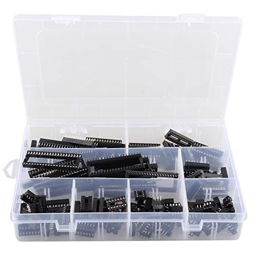 Image of HALJIA 122PCS 2.54mm Pitch IC Sockets Dual Rows Solder Type Adaptor Square Hole IC Sockets Adaptor Set PCB Board Adapter Soldering DIP IC Chip Kit Set (6/8/ 14/16/ 18/24/ 28/40 Pins)