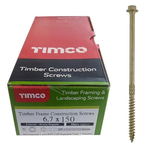 Image of TIMCO 150IN Index Hex Head Timber Screw 6.7x150 - Organic Green (Box of 50)