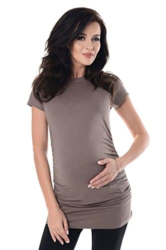 Image of Purpless Maternity Plain Cotton Top Pregnancy T-Shirt Tee for Pregnant Women 5025 (16, Cappuccino)