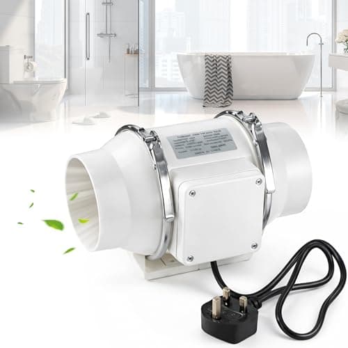 Image of Lifegogo 4 inch Inline Extractor Fan: 220m³/h 40W Inlines Fan Quiet Operation 100mm Duct Inline Bathroom Extractor Fans for Grow Room Tent Hydroponic Ventilation System