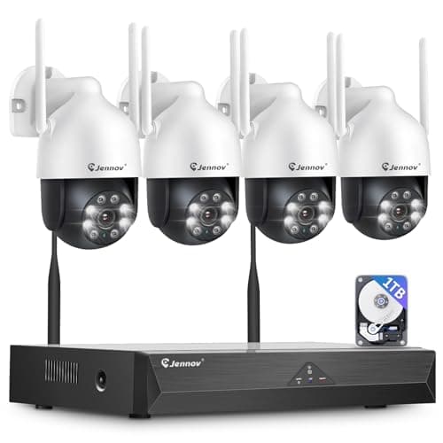 Image of Jennov 【5MP+360°PTZ】 Wireless Security Camera System, 10CH NVR CCTV Camera System with 1TB HDD, 4PCS PTZ Security Cameras, Human Detection, Color Night Vision, Auto Tacking, Two Way Audio