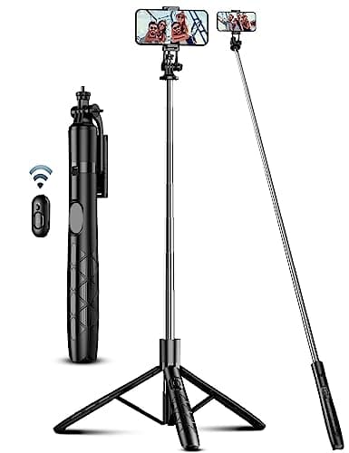 Image of 71" Phone Tripod & Selfie Stick, All in One Extendable Cell Phone Tripod with Wireless Remote, Travel Tripods Stand for iPhone 360° Rotation Compatible with iPhone Android, Camera