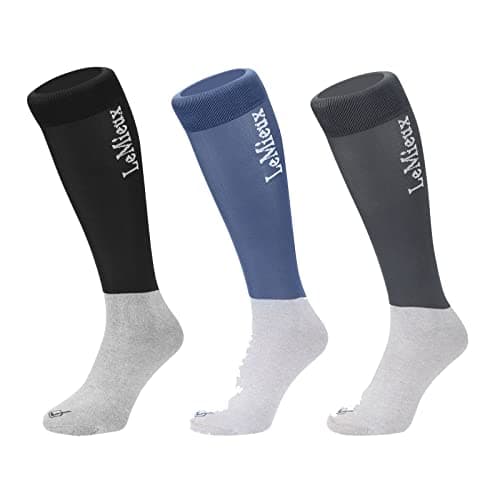 Image of LeMieux Competition Horse Riding Socks with Closely Woven Foot, Topside Seam and Micro Weight Stretch - Twin Pack - Benetton Blue - Medium