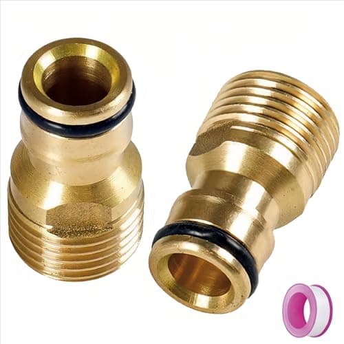 Image of Garden Hose to Tap Connector, Water Pipe Fitting (Brass, 1/2" Male Thread),Copper 1/2" Hose Connector Male Watering Fittings for Threaded Faucet Adapter Quick Connector