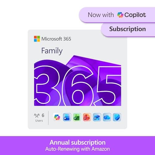 Image of Microsoft 365 Family | 12 Months | 6 People | Up to 6TB Storage | AI Office Apps | Annual auto-renewing Amazon subscription
