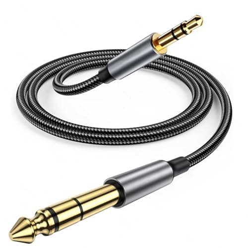 Image of Avigers 3.5mm (1/8 inch) male to 6.35mm (1/4 inch) male audio cable, (2M/6.6Ft), Aux Cable for Electric Guitar Bass, Amp, Speaker, Keyboard, Mandolin iPod, Laptop, and More