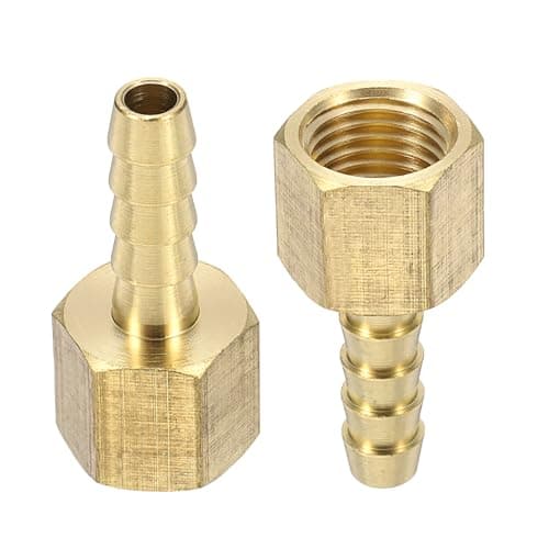 Image of sourcing map 2pcs Brass Barbed Fitting 1/4" NPT Female to 1/4" Hose ID for Home Brew Pipe Fitting Direct Thread Connector Durable Construction