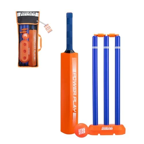 Image of Powerplay Plastic Cricket Set Size 1 for Kids, Lightweight Ball, Stumps & Bat – Fun Outdoor Cricket Set