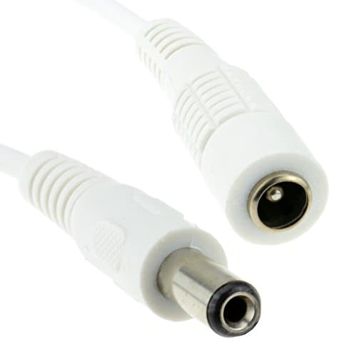 Image of kenable DC Power Extension Cable 5.5mm x 2.1mm Plug to Socket for CCTV Camera Security Systems 2m White