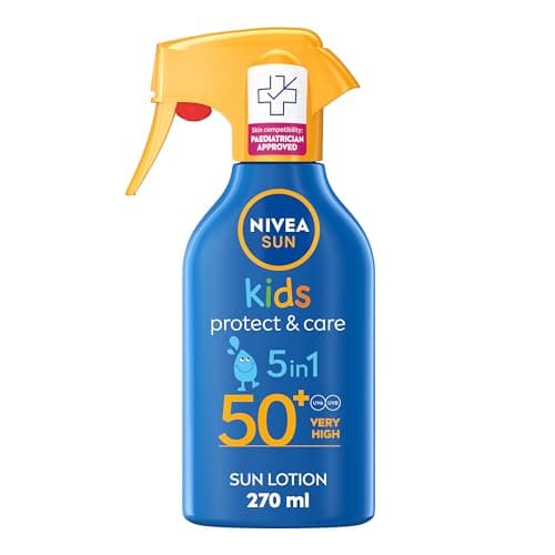 Image of NIVEA SUN Kids Protect & Care SPF 50+ Trigger Spray (270ml), Water-Resistant Sunscreen Spray, Sun Cream for Children Provides Instant and Effective UVA + UVB Protection