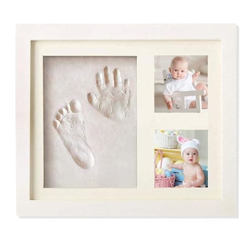 Image of Baby Hand and Footprint Kit with White Picture Frame Cardboard,Memory Photo Frame Baby Gifts for Newborn Boys & GirlS,Personalized Baby Milestone Gift,New Mum Gifts and Registry Nursery Decor