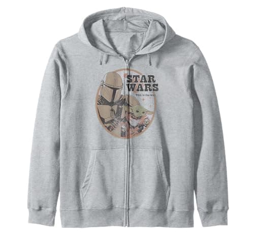 Image of Star Wars: The Mandalorian Vintage Baby Yoda Logo Zip Hoodie