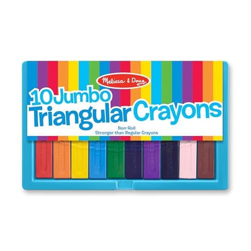 Image of Melissa & Doug Jumbo Triangular Crayons - 10-Pack, Non-Roll, Flip-Top Case