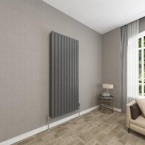Image of Sky bathroom | 1600x680mm Vertical Designer Radiators Anthracite Flat Panel Double Panel Central Heating Radiator