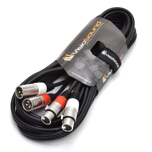Image of VisioSound 2 x Male XLR to 2 x Female XLR Balanced Microphone Twin Lead/Audio Patch Cable 5m