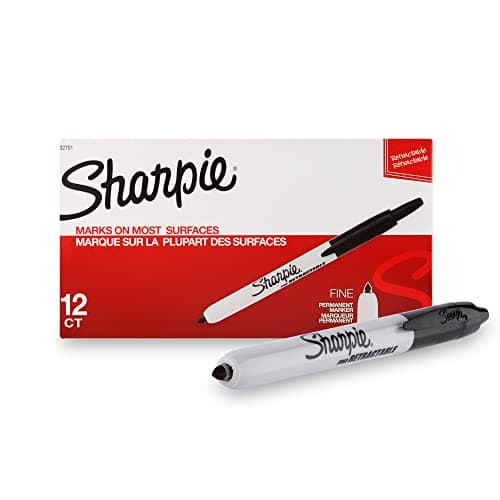 Image of SHARPIE Retractable Black Permanent Marker with fine tip for Precise Writing |Suitable for Multipurpose Usage| Smudge Free | Office Stationery Items | Pack of 12