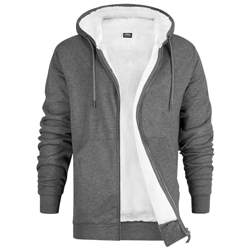 Image of CityComfort Mens Hoodie with Fleece Lining - Zip Hoodie Men Teenagers M-3XL Warm Cosy Outerwear Full Zip Loungewear - Gifts for Him (Charcoal, XL)