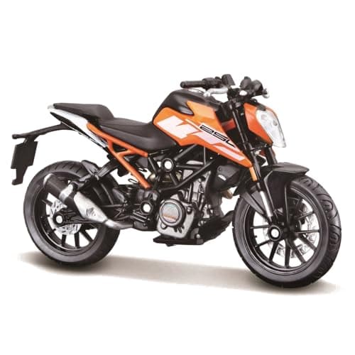 Image of Bburago - KTM 250 Duke, 1:18 Scale Diecast Motorcycle, Detailed Replica with Orange/Black Livery, Sporty Design, Official KTM Licence, Recommended Age 3+ Years