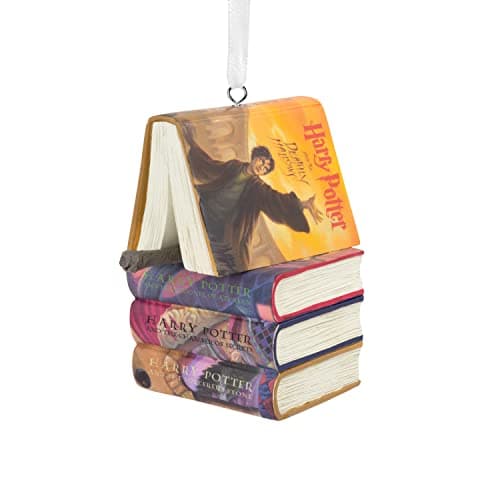 Image of Hallmark Harry Potter Stacked Books With Wand Christmas Ornament, Harry Potter Decoration, Hanging Ornament, Gifts for Christmas