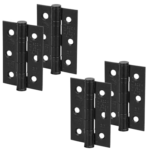 Image of Decoranddecor Door Hinges Internal - Fire Rated - 3inc / 76mm - Ball Bearing - Steel - Matt Black - 2 Pairs
