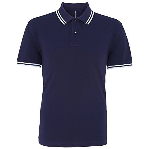 Image of Asquith & Fox Men's Asquith and Fox Men's Classic Fit Tipped Polo Short Sleeve Polo Shirt, Multicolour (Navy/White 000), Large (Manufacturer Size:Large)
