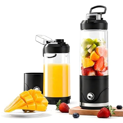 Image of Portable Blender Smoothies Maker,Powerful 6 Blades 22000 RPM, Blends Ice & Frozen Fruit,650ml 22OZ BPA Free Bottle with Portable Lid, USB-C Charging, Compact Rechargeable Mixer for Shakes,Juices
