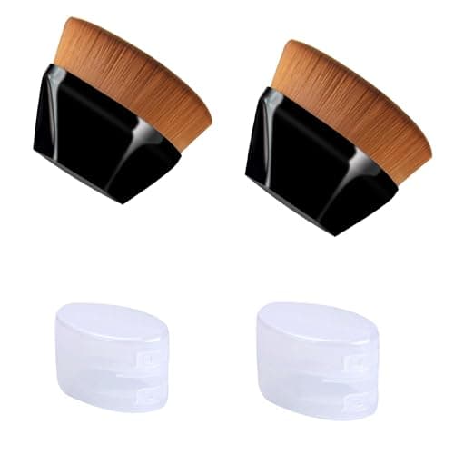 Image of 2 Pcs Multifunctional Kabuki Brush - Foundation, Blusher, Powder, Concealer - Portable Case - Blends Liquid, Cream