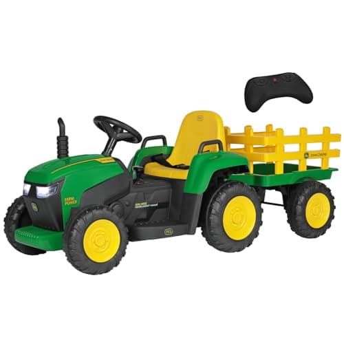 Image of Peg Perego John Deere Farm Power Electric Ride On Tractor for Toddlers, 12V Battery Powered Tractor with Remote Control & Manual Mode, with Trailer, Lights & Sounds, Ages 18+ Months