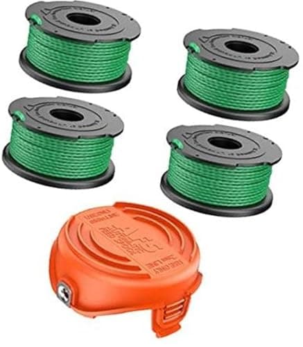 Image of XEBRAD String Trimmer Spool Line, for Black and Decker, 2mm 20 Feet Autofeed Replacement Spools, for GL7033 GL8033 GL9035 Grass Strimmer Trimmer Cap, for 90583594 (4 Spool + 1 Cap) Trimmer Spool Line