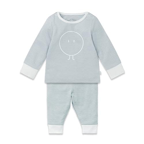 Image of MORI Baby - Luxurious Unisex Snoozy Baby Pyjamas in Blue Stripe - Superior Comfort, Organic Cotton & Bamboo Blend - Elastic Waist Nightwear for Toddlers - Suitable for Boys and Girls - 12-18 Months