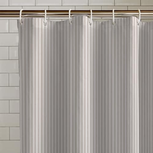 Image of Catherine Lansfield Timeless Stripe 180x180cm Shower Curtain Natural