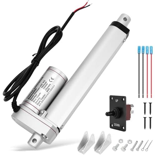 Image of WODHMIEY 330LBS/1500N Linear Actuator, 100/150/200/250/300/350/450 mm DC 12V Electric Actuator 10mm/s Stroke IP65 with Brackets & Manual Controller for DIY, Window, Recliners, Beds, Doors, Industrial