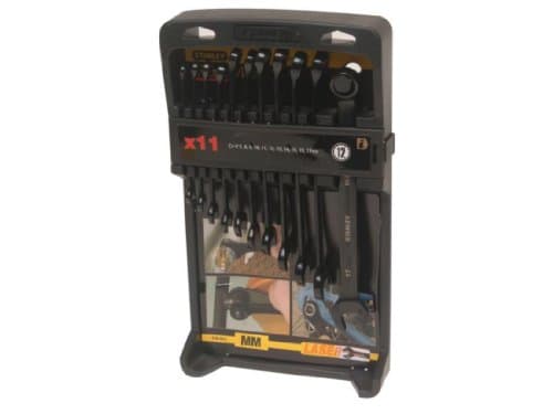 Image of Stanley 494614 FatMax Long Combination Spanner Set - Black (11 Pieces)