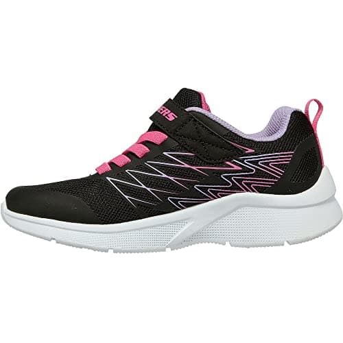 Image of Skechers Girl's Microspec Bold Delight Sneakers, Black Mesh/Purple Trim, 13 UK Child