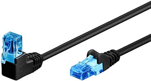 Image of goobay 5 Metre CAT 6A Patch Cable 90 Degree Male Network Ethernet Playstation Xbox LAN Cable DSL U/UTP RJ45 Plug Black 51532