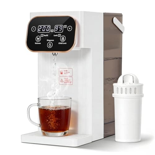 Image of 3L Instant Hot Water Dispenser, Filter Water Dispenser with 12 Adjustable Temperature Settings, 2200W 3s Fast Boil, One Cup Electric Water Machine Dispenser with LED Touch Display & Cleaning Program
