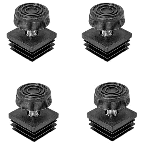 Image of 4-Pack Furniture Leveler Chair Leg Leveling Feet Square Tube Insert Kits 30 x 30mm M8 Threaded Furniture Feet End Caps, Black