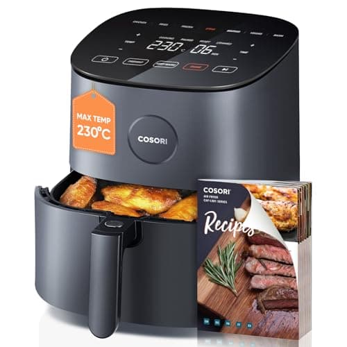Image of COSORI Air Fryer 4.7L, 9-in-1 Compact Air Fryers Oven, 130+ Recipes(Cookbook & Online), Max 230℃ Setting, Digital Tempered Glass Display, Quiet, 4 Portions, Non-Stick, Dishwasher Safe, 1500W