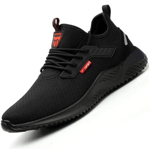 Image of Safety Trainers Steel Toe Cap Men Safety Shoes for Women Shoes Work Trainers Black Size 8 UK Lightweight Men's Work & Utility Footwear Breathable Construction Industrial Sneakers Sport Sneakers