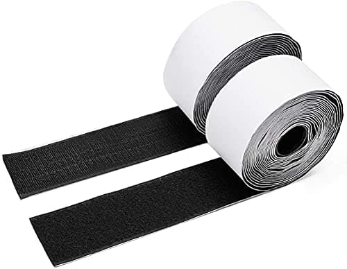 Image of IHKFILAN Hook and Loop Tape Self Adhesive Strips Adhesive Backing (Black, 50 mm, 5 Metres)