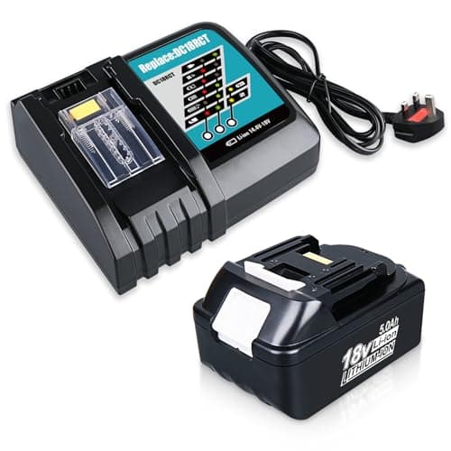 Image of BL1860B 5.0Ah 18V Battery Li-ion and Charger Combo Replacement for Makita 18V Battery Compatible with Makita BL1850 BL1860 BL1820 and DC18RC 14.4V-18V 3.0Ah Charger with LED Indicator