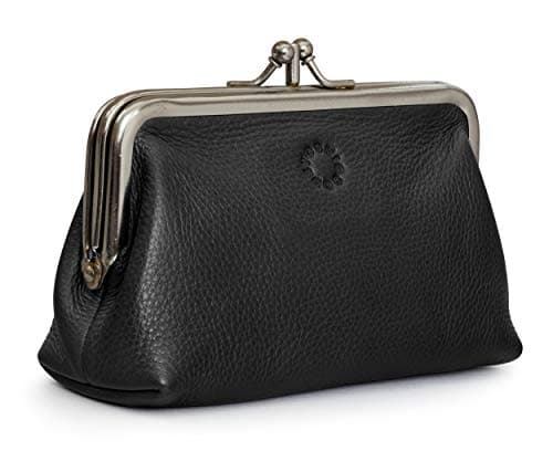 Image of Genuine Leather Triple Frame Aubrey Purse by Yoshi (Black)