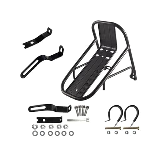 Image of Baoblaze Front Bike Carrier Rack, Universal Lightweight Quick Release Cargo Pannier, Black, Aluminum Alloy, 5 kg Capacity, Disc Brake Compatible, Fits Most Bikes