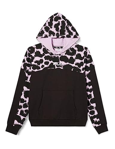 Image of FILA Girl's Bad Doberan Cropped Hoody, Black Leo Ikat AOP-Black, 158/164 cm