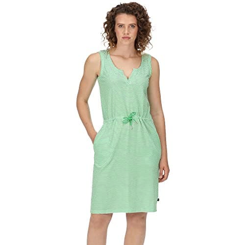 Image of Regatta Womens/Ladies Fahari Stripe Shift Casual Dress (10 UK) (Vibrant Green/White)