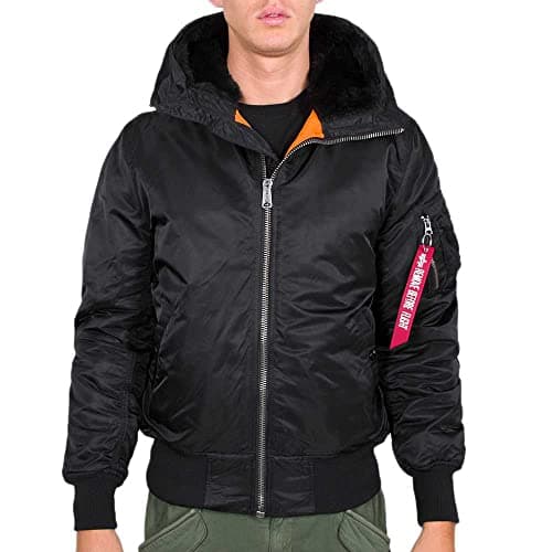 Image of Alpha Industries MA-1 Hooded Bomber Jacket for Men Black
