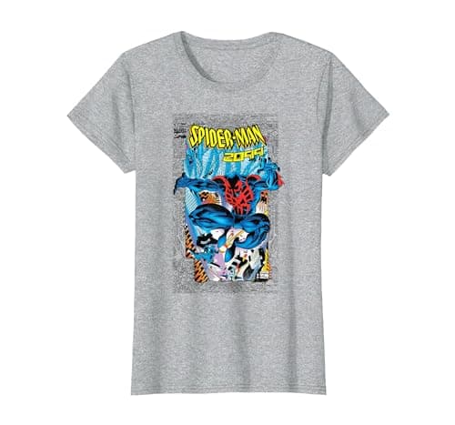 Image of Marvel Comics Spider-Man 2099 Comic Cover 90s T-Shirt, Women, Heather Grey, Large